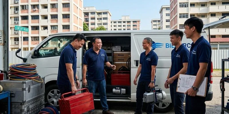 Billy Aircon service van ready for appointment across Singapore